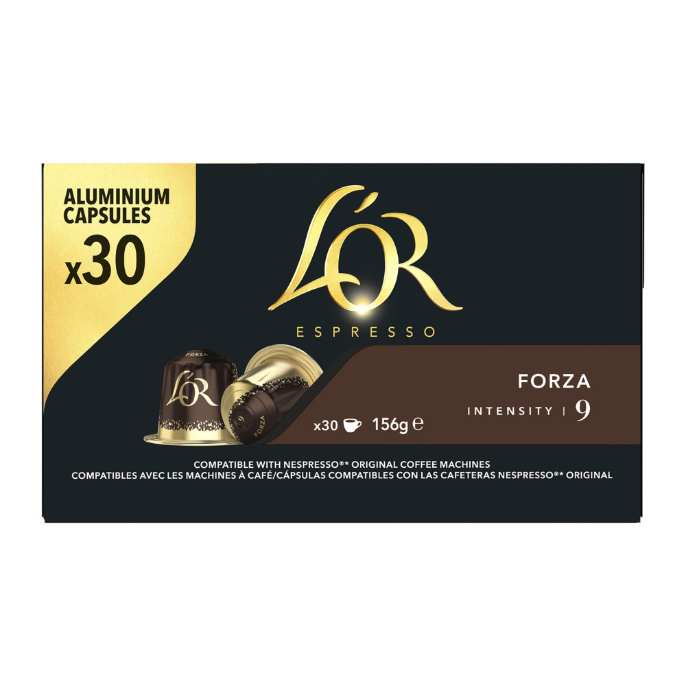L'OR Espresso Caf Forza - intensit 9 - Bote de 30 capsules