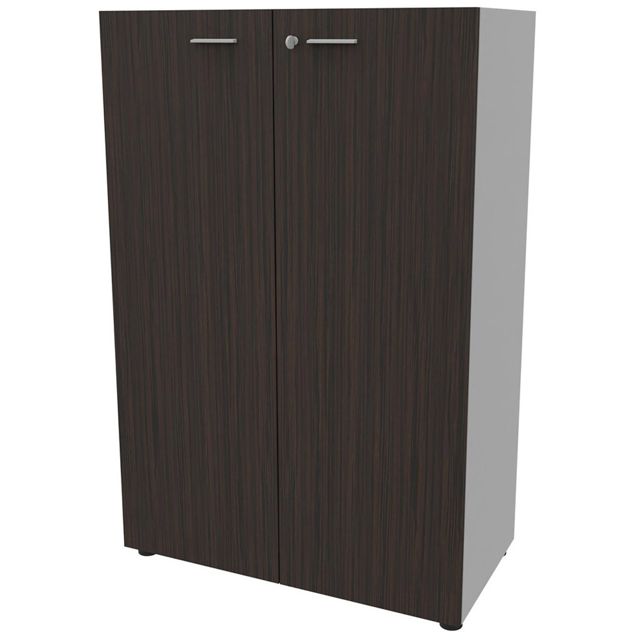 Armoire+mi-haute+portes+battantes+Arold+H.131+x+L.86+cm+-+Ebene+/+Aluminium