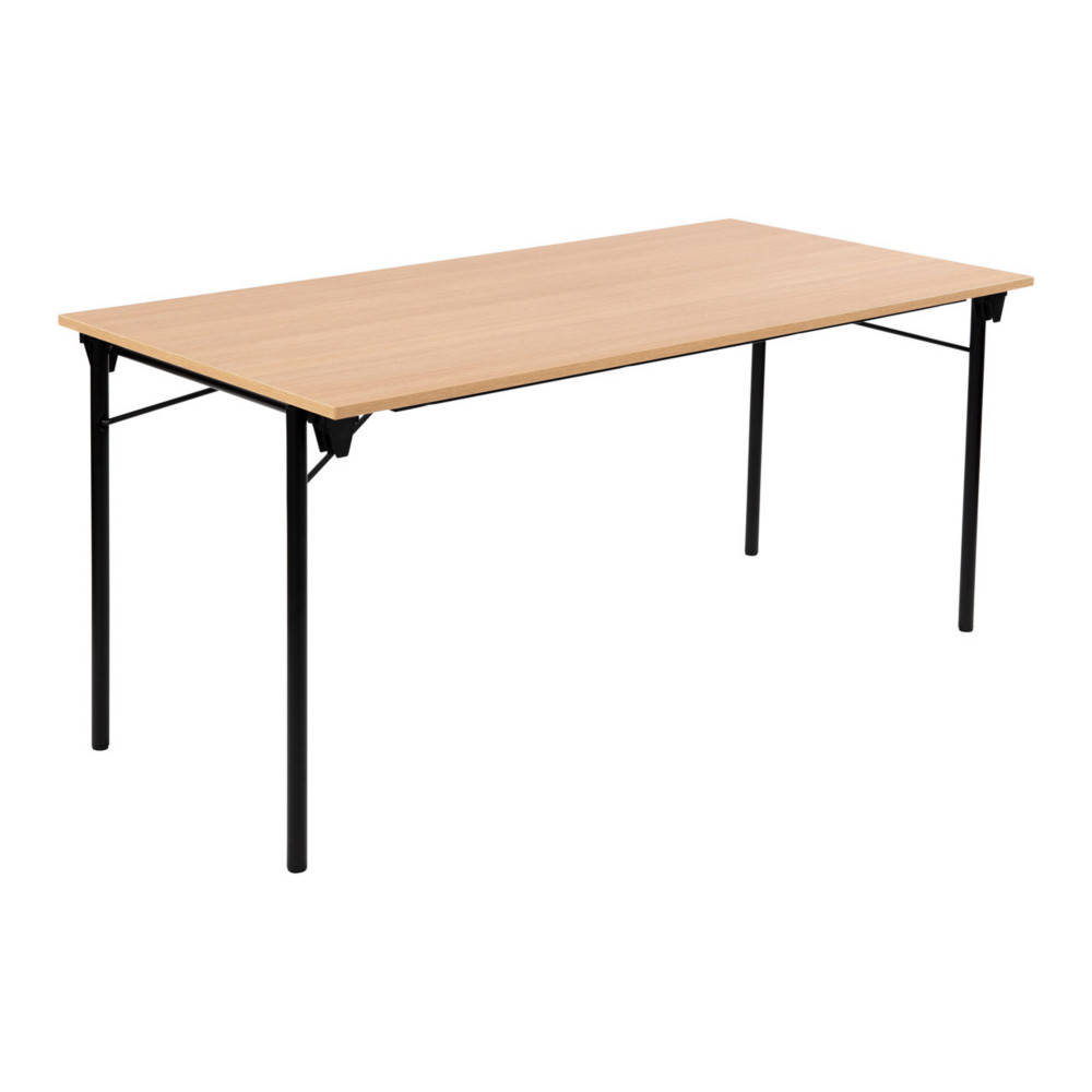 Table pliante Budget multiples usages rectangle L. 160 x P. 80 cm - Plateau Chne - pieds Noir