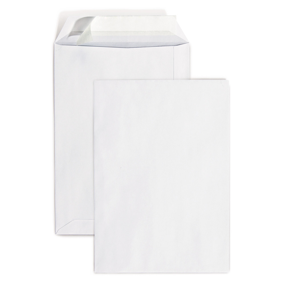 RAJA Pochette blanche 176 x 250 mm 90g sans fentre - autocollante bande protectrice - Lot de 500