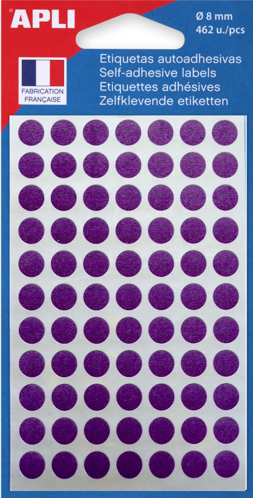 APLI Pastilles adhsives  8 mm - 111836 - Pochette de 462 - Violet