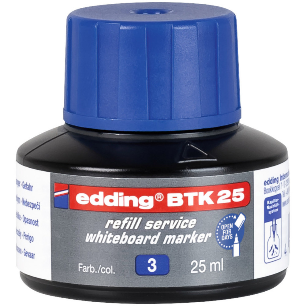 Edding Recharge d'encre BTK 25 pour marqueurs effaables tableau blanc 25 ml - Bleu