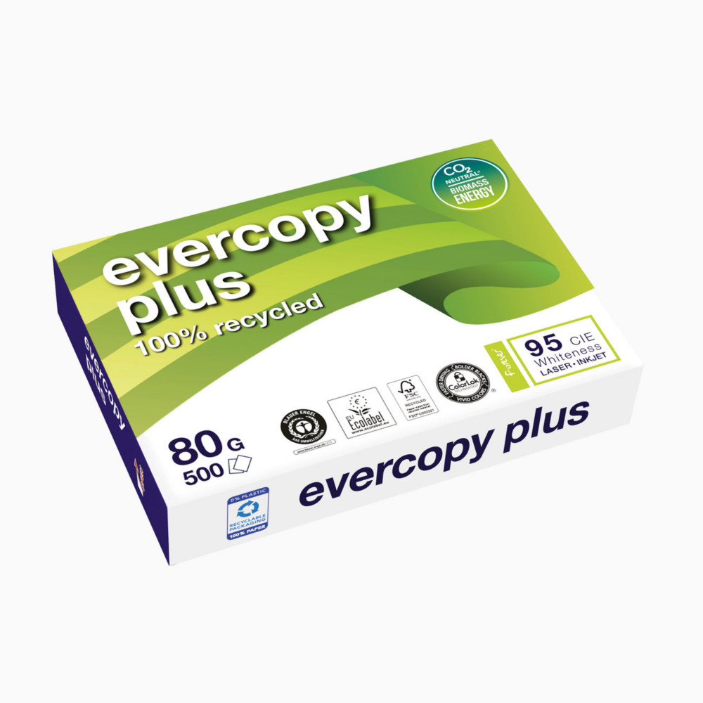Clairefontaine Papier A4 blanc Evercopy Plus 100% recycl - 80g - Ramette de 500 feuilles