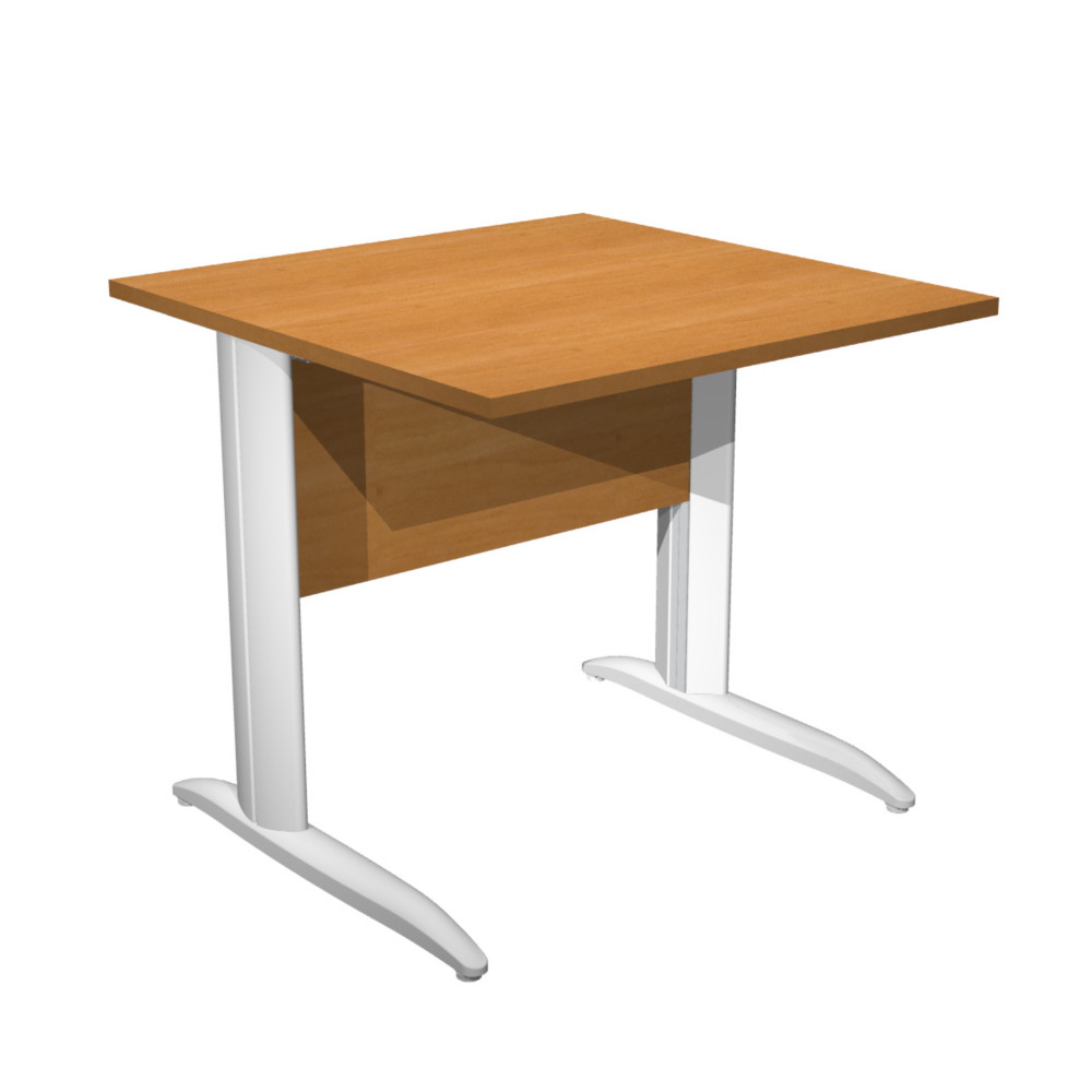 Bureau droit Pronto Mtal - L.80 x P.80 cm - Plateau Aulne - Pieds L Blanc