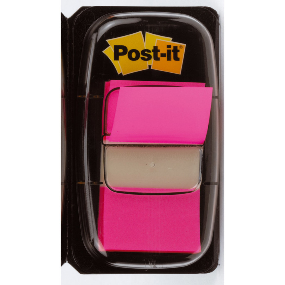 Post-it Marque-pages avec distributeur taille moyenne 25,4x43,2mm rose vif paquet de50 680-21