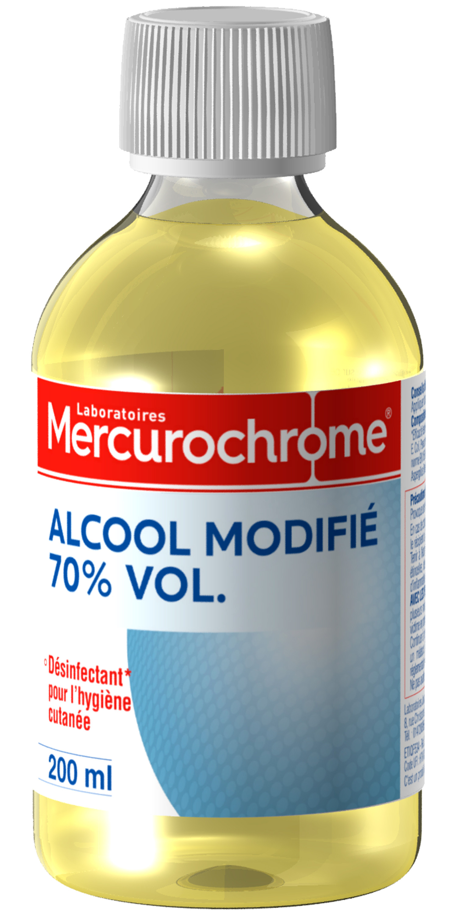 Mercurochrome Alcool à 70° modifié - Parfum camphre - Flacon de 200 ml