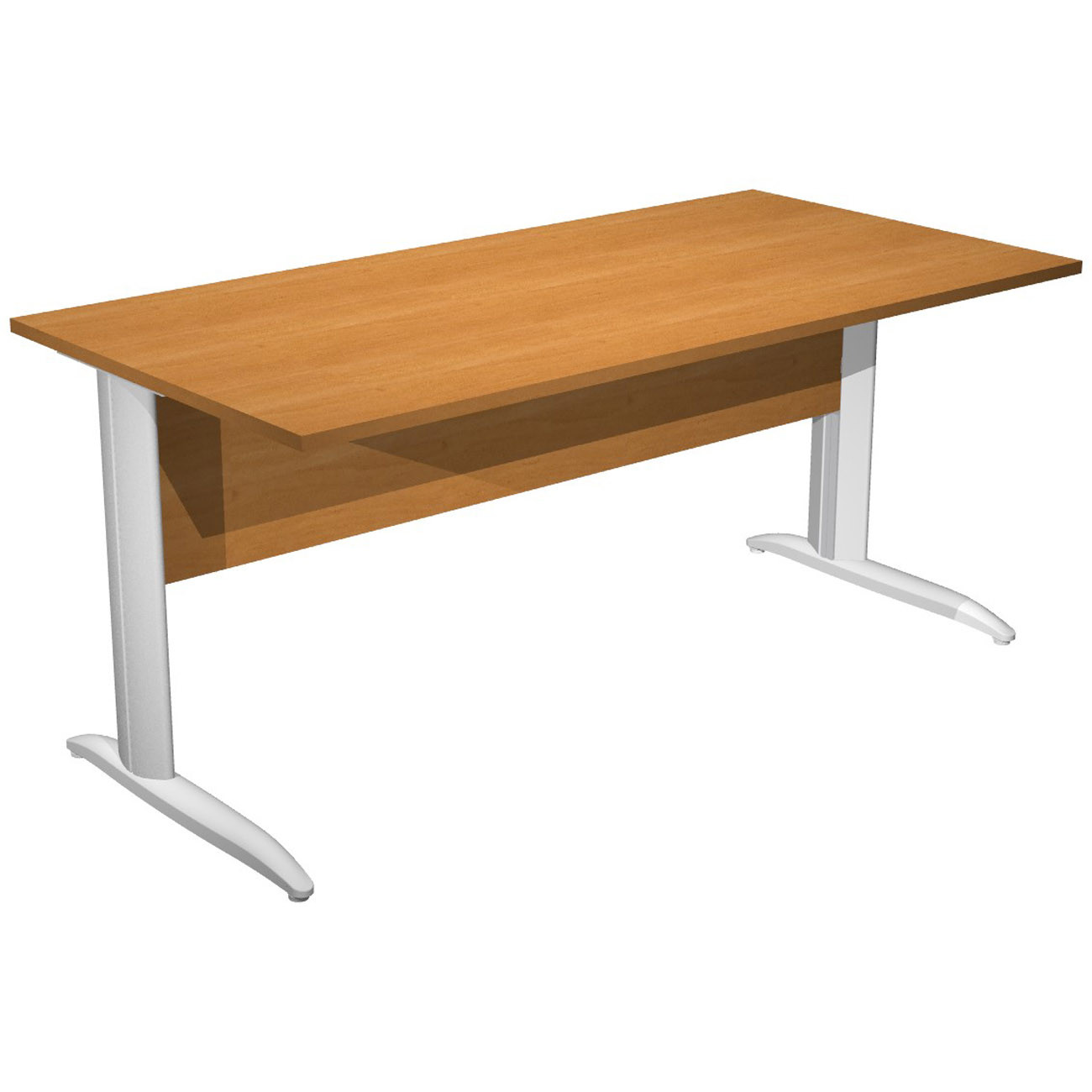 Bureau droit Pronto Métal - L.180 x P.80 cm - Plateau Aulne - Pieds droit L Aluminium