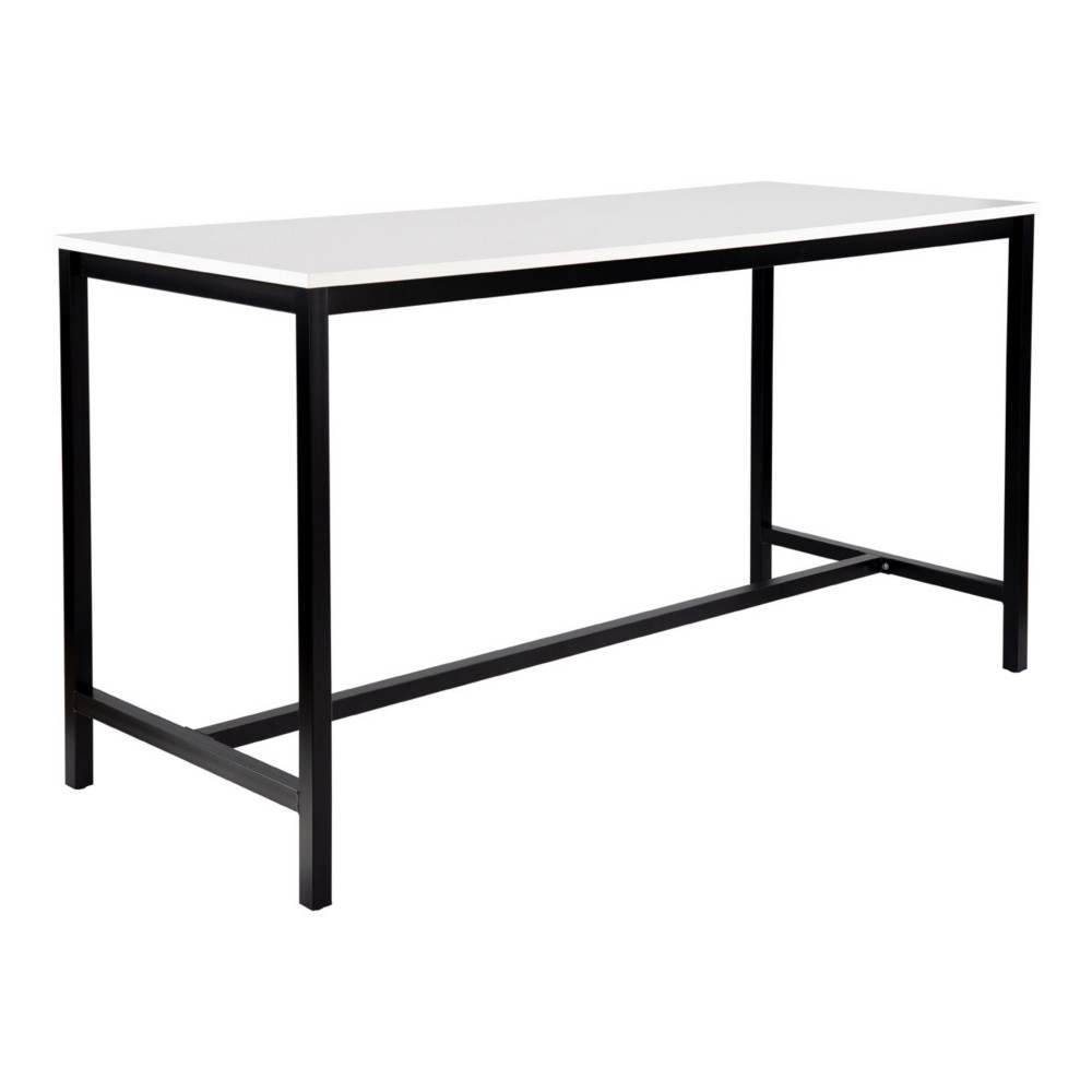Table haute 110 cm polyvalente Budget 200 x 80 cm - Blanc pieds mtal Noir