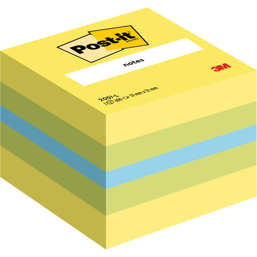 Post-it Mini-cube carr 400 Feuilles Notes Repositionnables - Coloris Assortis Nons - 51 x 51 mm