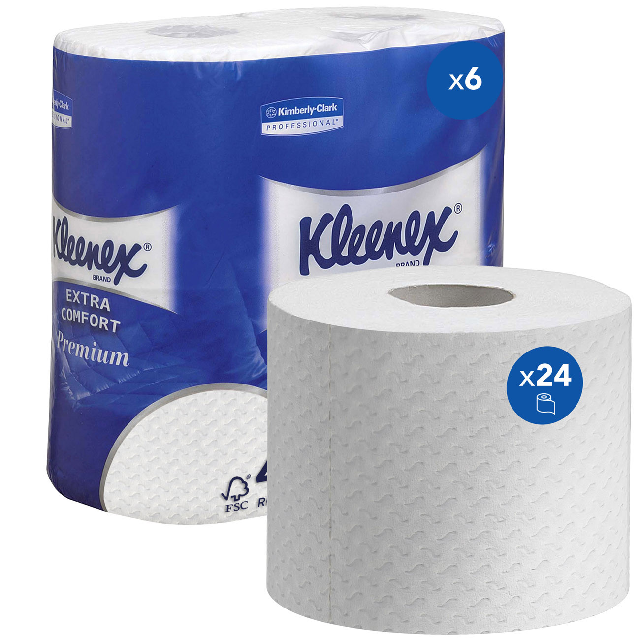 Kleenex Papier toilette Premium Standard quadruple épaisseur - 8484 - Rouleau de 160 feuilles - Blanc - Carton de 24 rouleaux