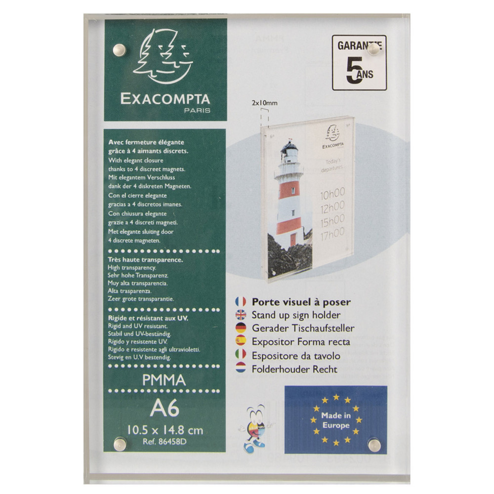 Exacompta Prsentoir de document avec fermeture magntique A6 Cristal - Transparent