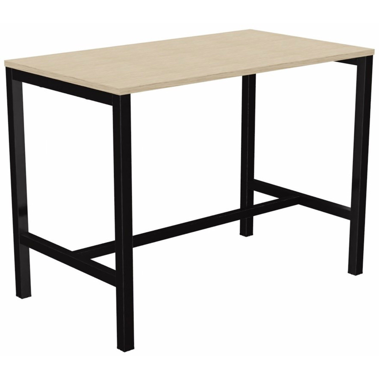 Table de réunion coworking Burocolor - L.140 x P.80 cm - Plateau Chêne - Pieds Noir