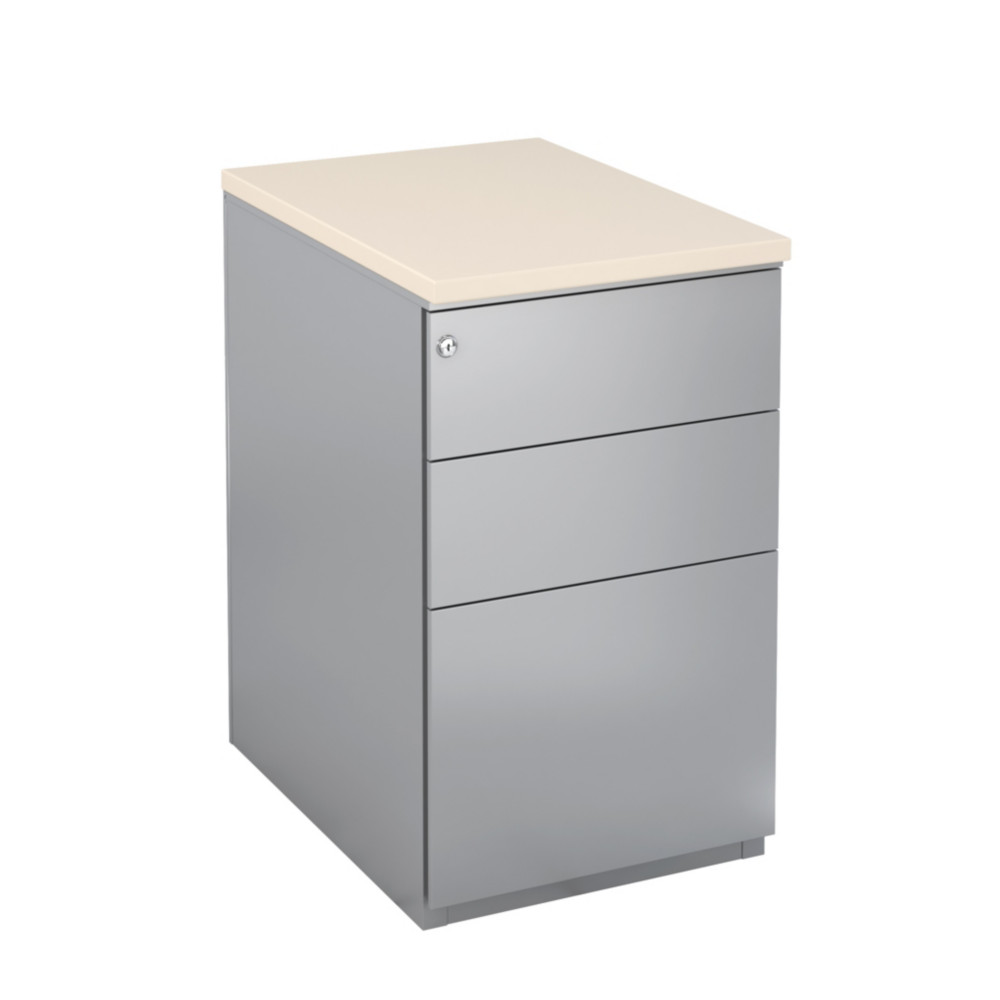Caisson mtal hauteur bureau L.42 x P.60 x H.72 cm - Corps Aluminium - Top Argile
