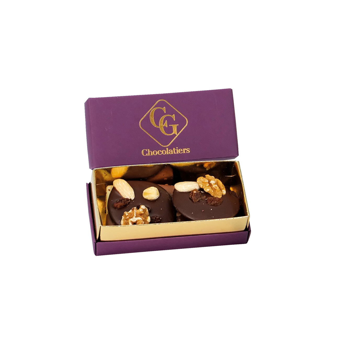 Coffret cadeau Balloboîte de chocolat Premium - Mendiants de chocolats noir, lait ou blanc - 100 g