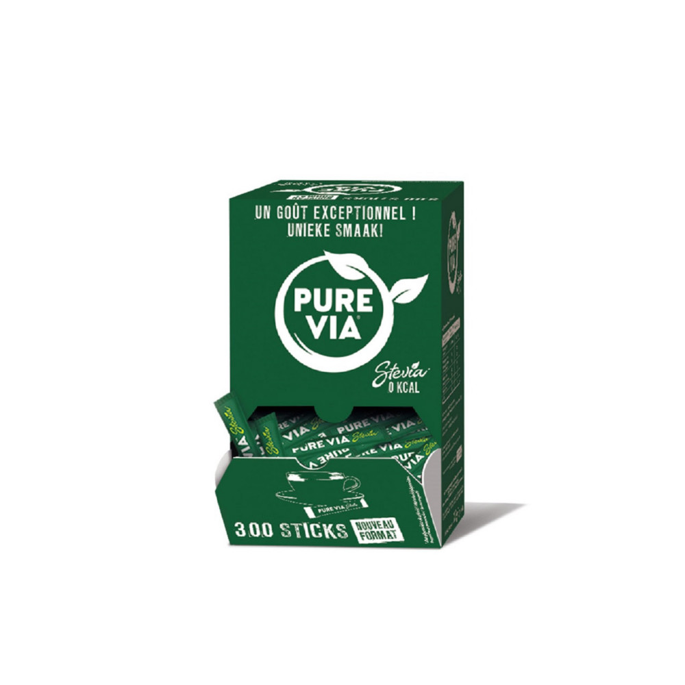 Pure Via Edulcorant Stvia - Bote distributrice de 300 sticks de 1 g