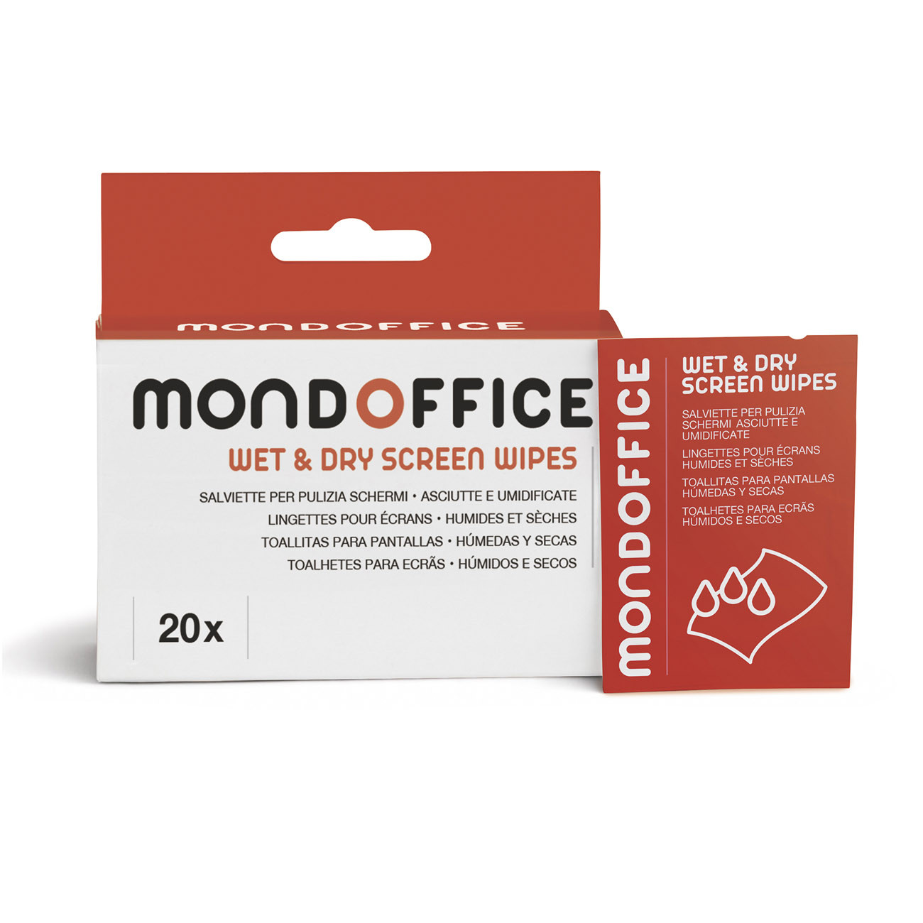 MONDOFFICE Lingettes humides et sèches pour écran - Boîte de 20