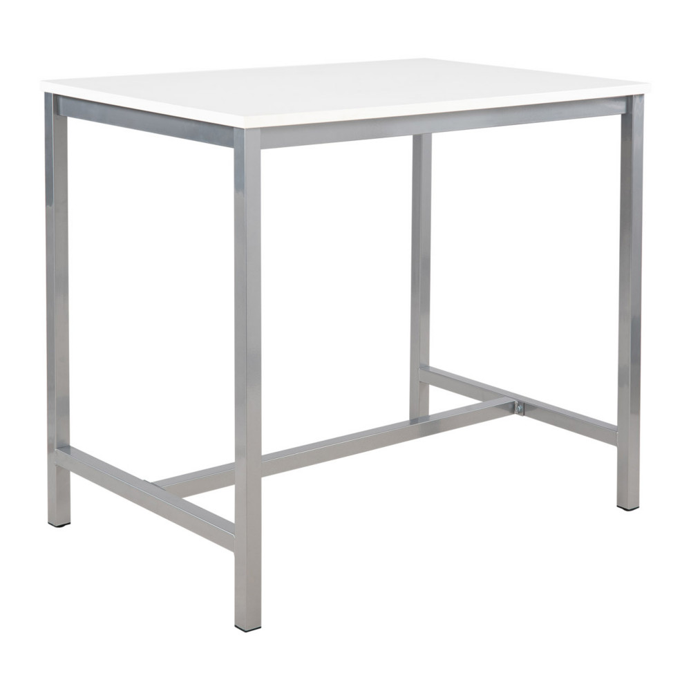 Table haute 110 cm polyvalente Budget 120 x 80 cm - Blanc pieds mtal Aluminium