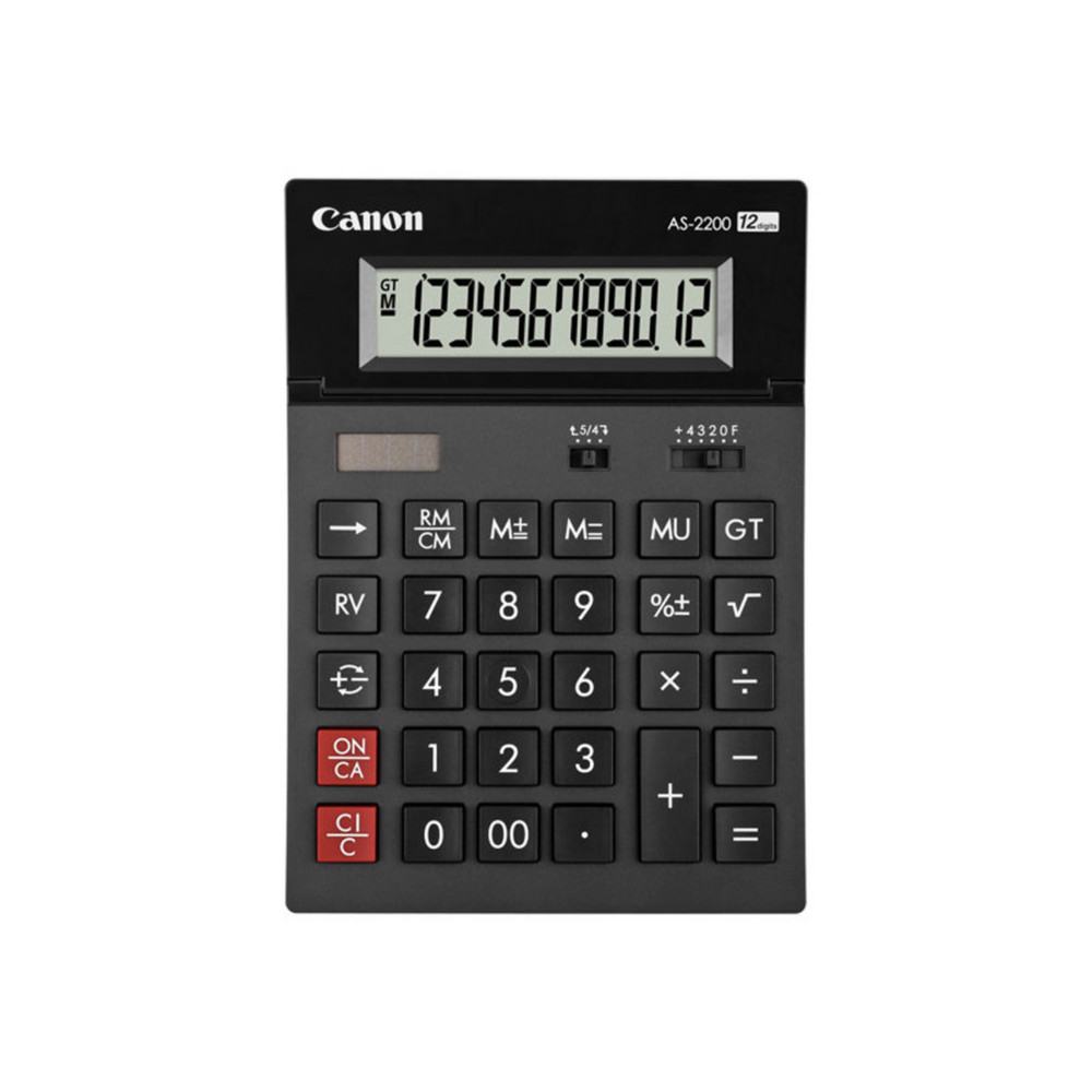 Canon Calculatrice de bureau AS-2200 solaire - 12 chiffres - Gris fonc