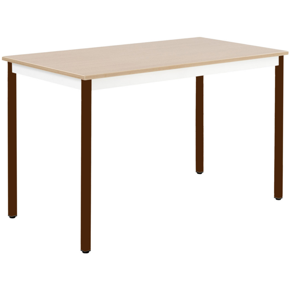 Table de runion modulable rectangle - L.140 x P.70 cm - Plateau Chne - Pieds Brun
