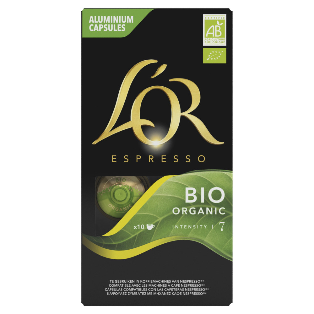 L'OR Espresso Caf Bio Organic - intensit : 7 - Bote de 10 capsules