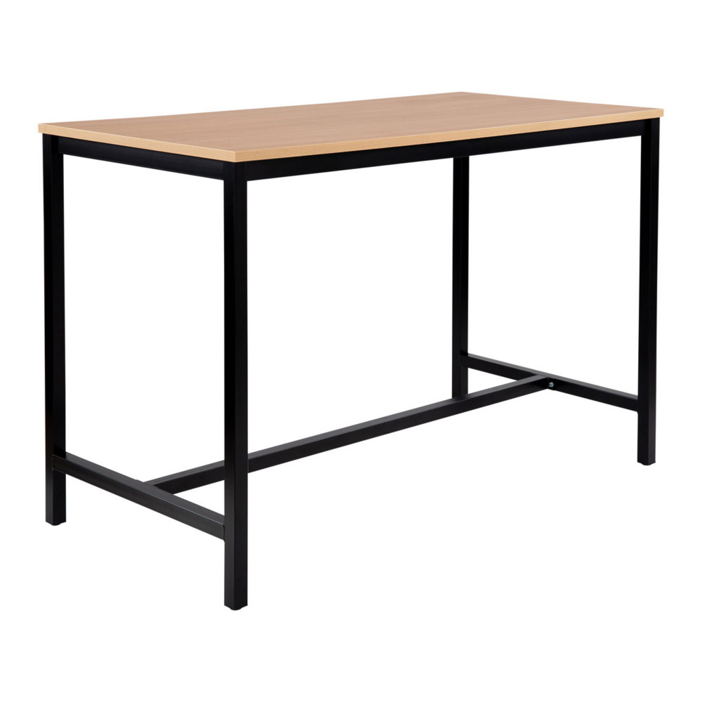 Table haute 110 cm polyvalente Budget 160 x 80 cm - Chne pieds mtal Noir