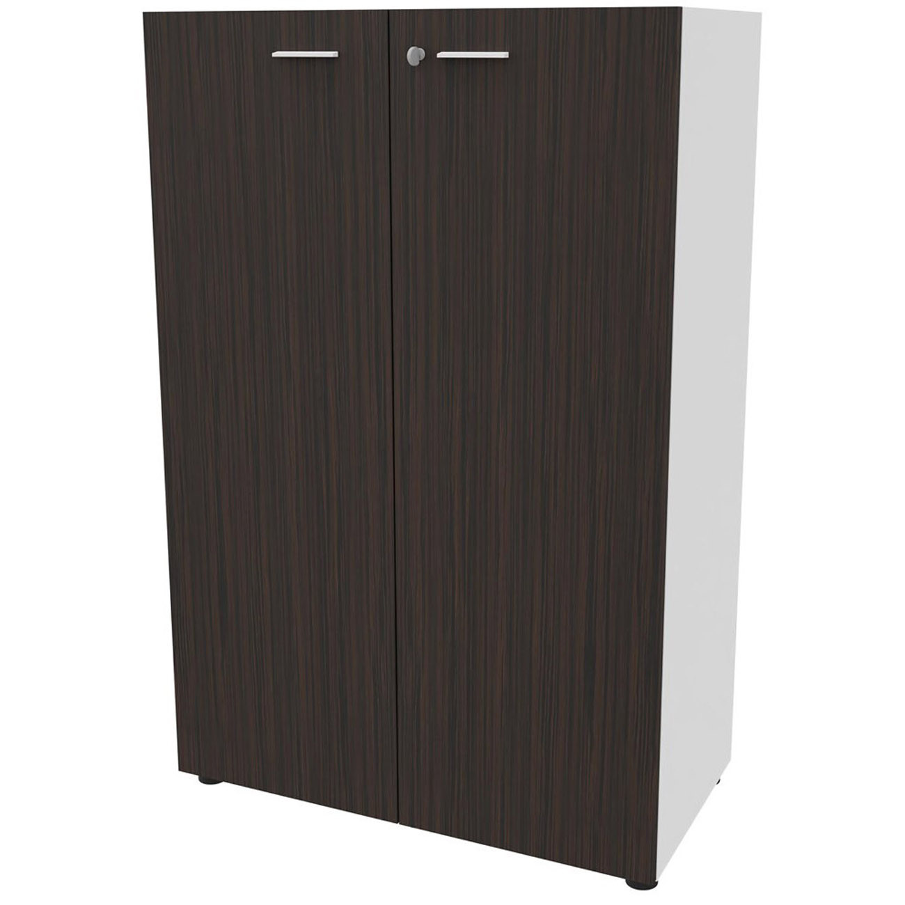 Armoire+mi-haute+portes+battantes+Arold+H.131+x+L.86+cm+-+Ebene+/+Blanc