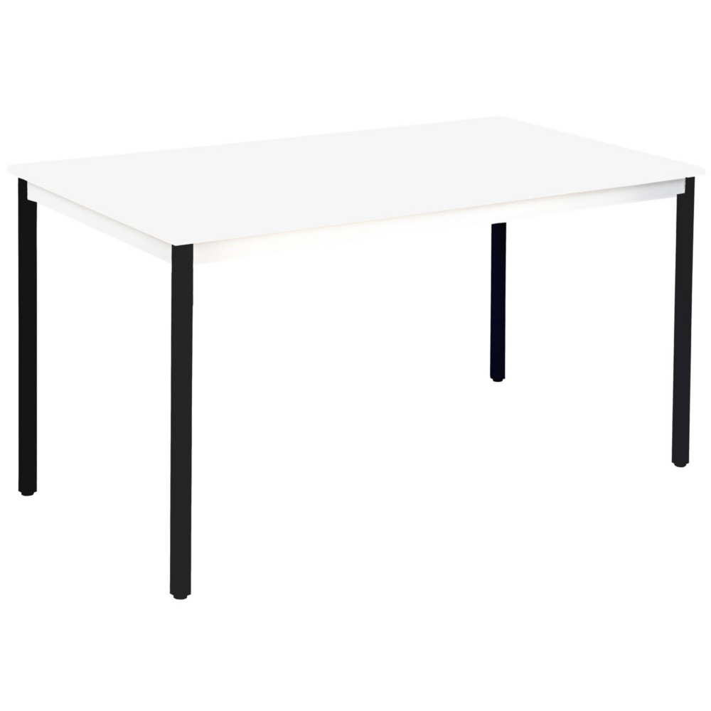 Table de runion modulable rectangle - L.140 x P.70 cm - Plateau Blanc - Pieds Noir
