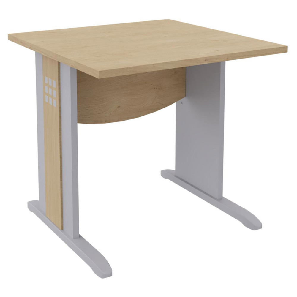 Bureau droit Axiome - L.80 x P.80 cm - Plateau Chne - Pieds L Aluminium