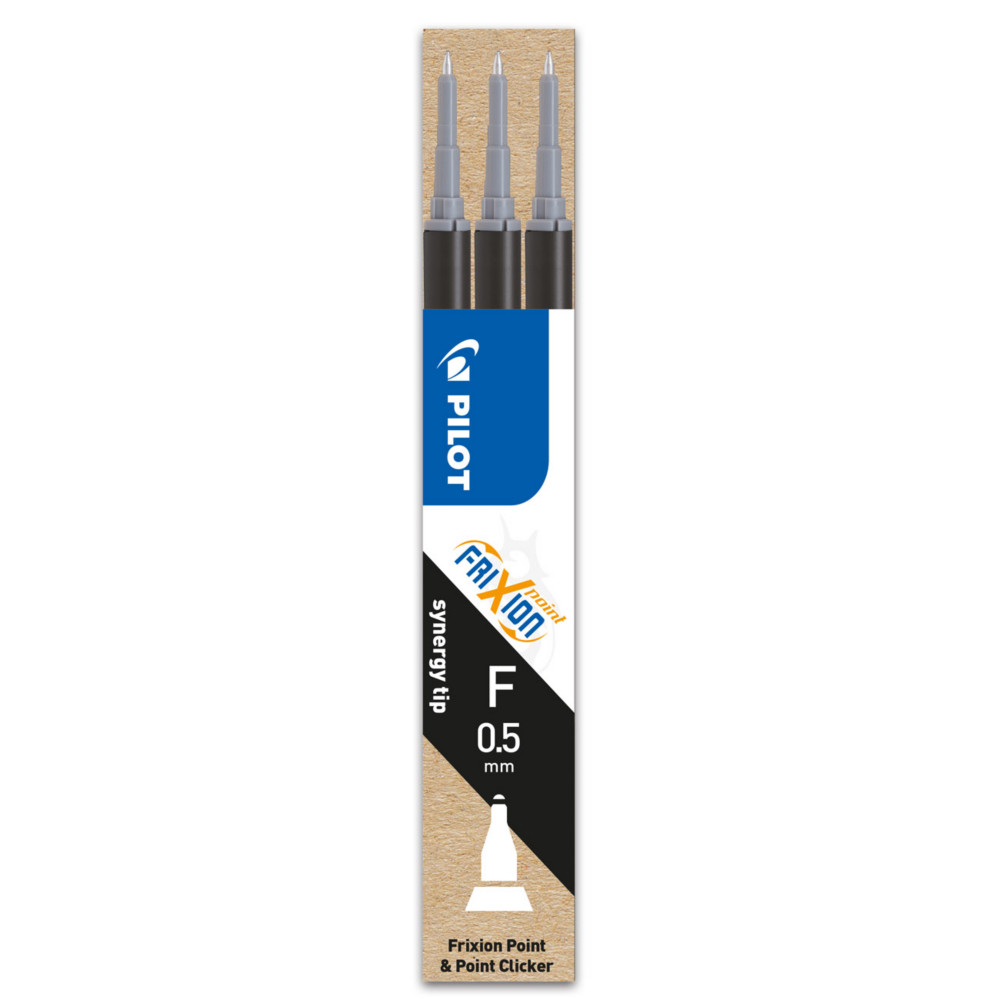 Pilot Recharge pour stylo roller encre gel effaable FriXion Clicker pointe fine 0,5 mm noir - Pochette de 3