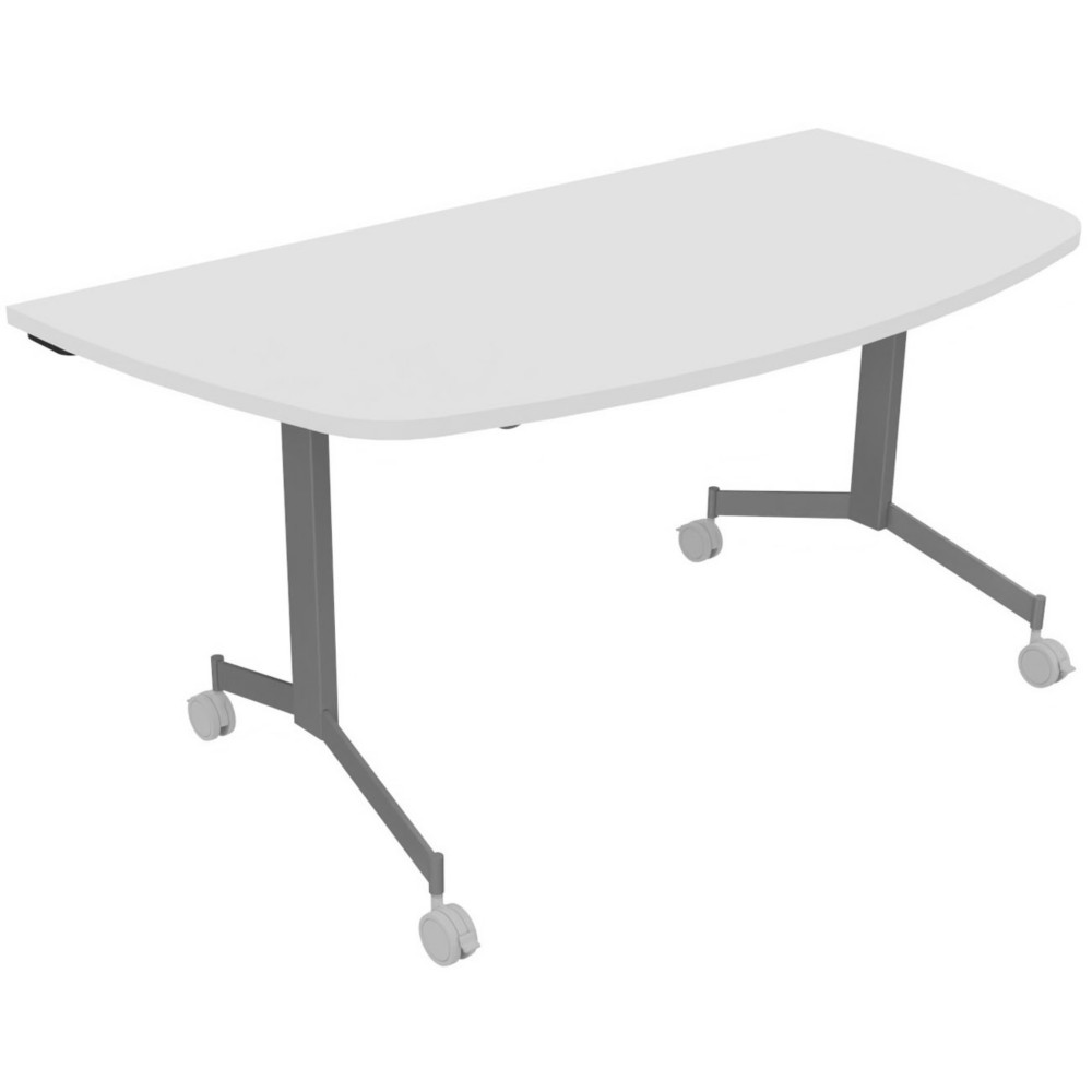Table mobile rabattable Eureka demi-lune - L.160 x P.80 cm - Plateau Blanc - Pieds Aluminium