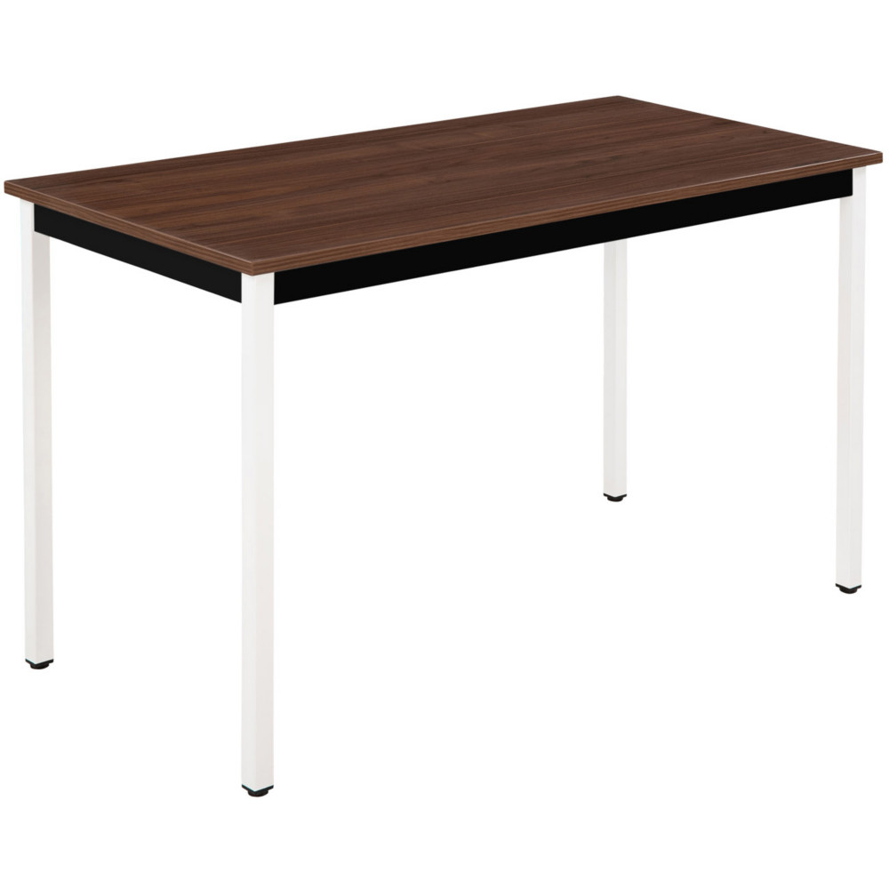 Table Polyvalente rectangle - L.120 x P.60 cm - Plateau Noyer - Pieds Blanc