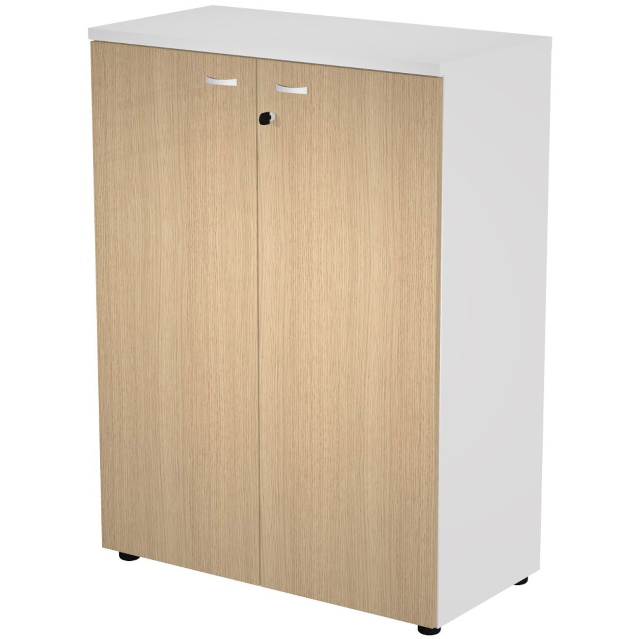 Armoire Mi-haute Eminence H.123 x L.90 cm - Corps blanc - 2 Portes Chêne