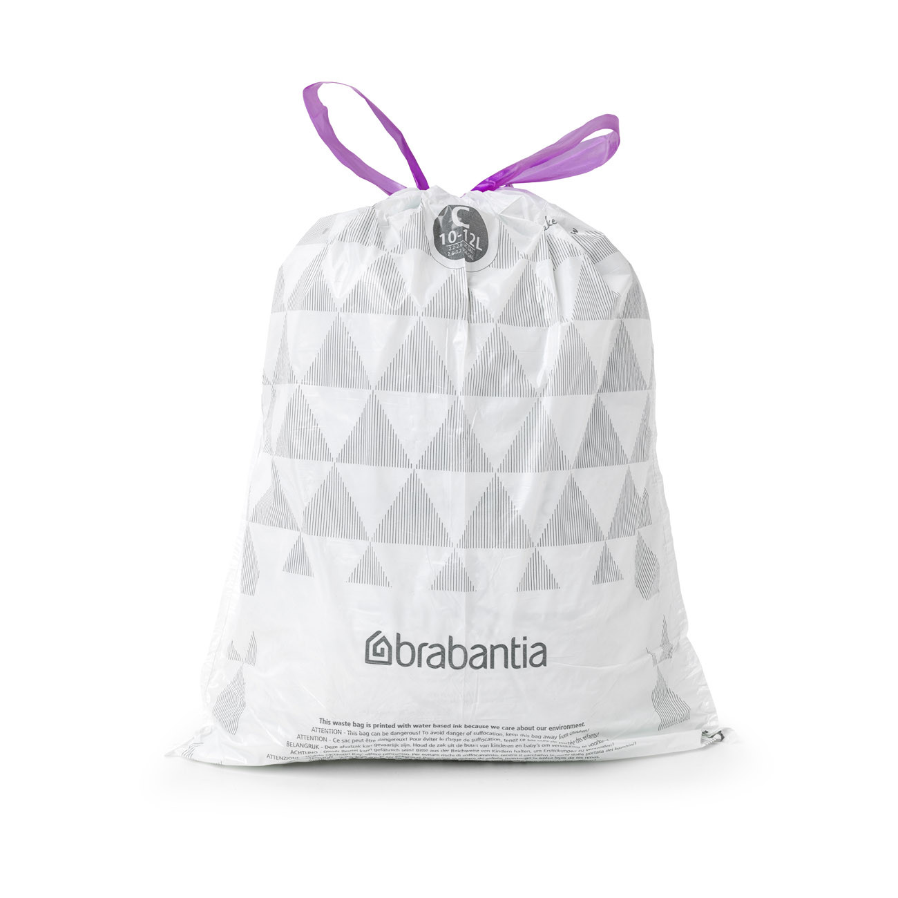 Brabantia Sac poubelle 10/12L blanc à liens coulissants - Rouleau de 20