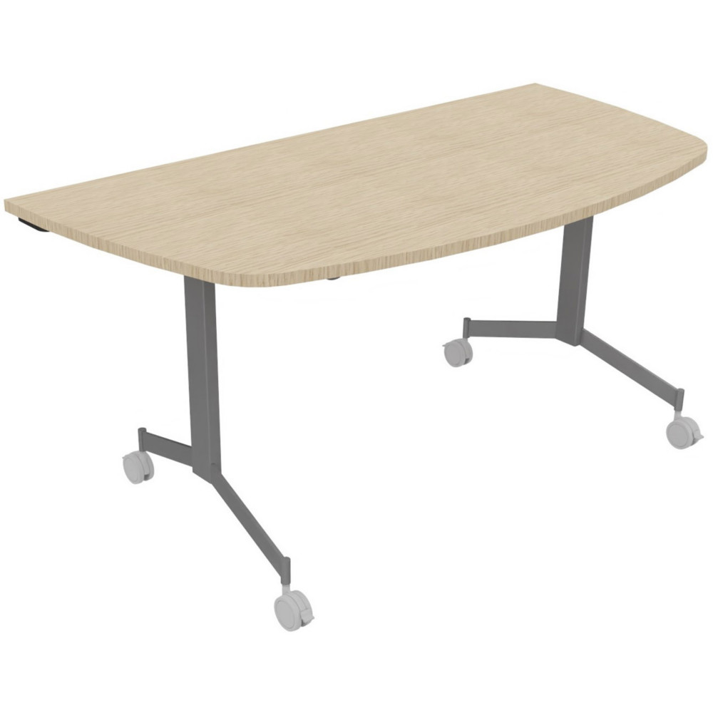 Table mobile rabattable Eureka demi-lune - L.160 x P.80 cm - Plateau Chne - Pieds Aluminium