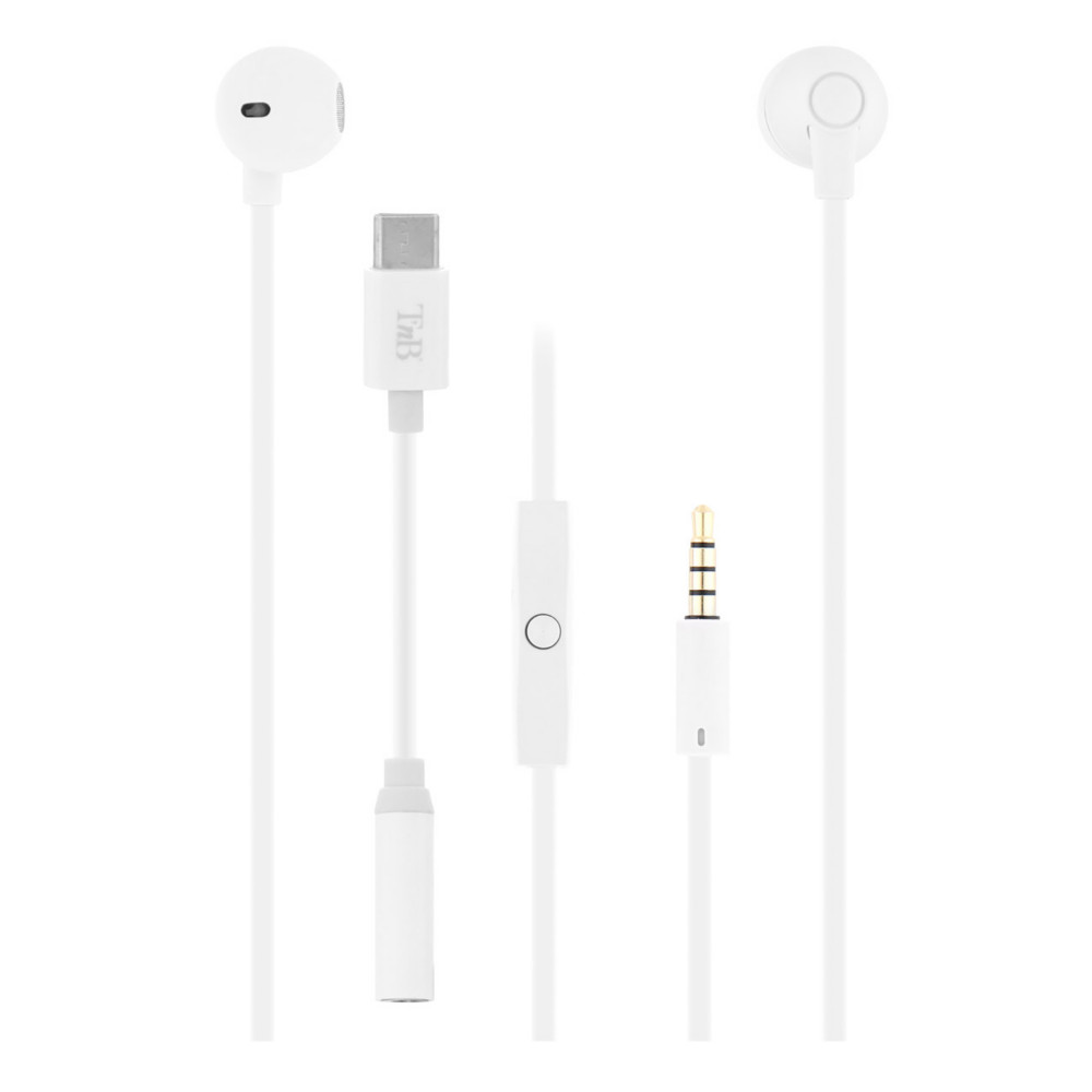 TNB Ecouteurs filaires SWEET - Adaptateur Jack / USB Type-C - Blanc