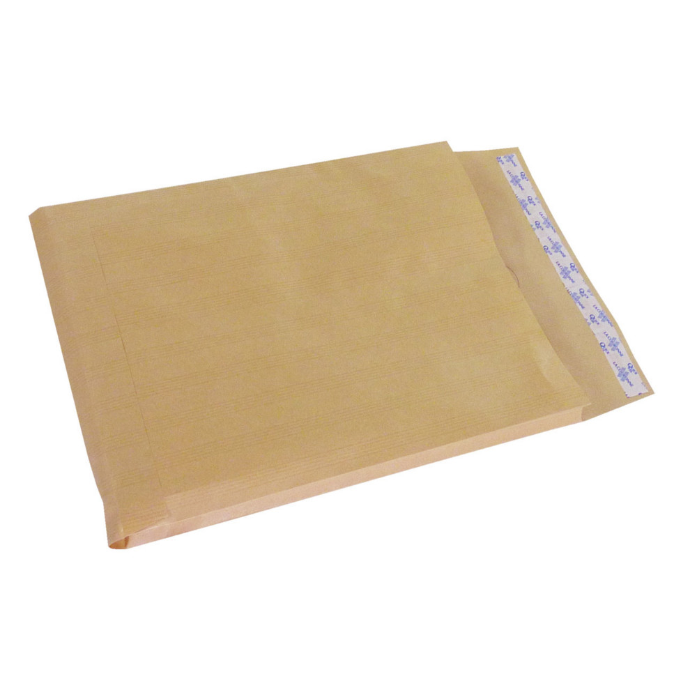 Pochette Kraft brun 280 x 365 mm 120g sans fentre - soufflet 3 cm - autocollante bande protectrice - Lot de 250