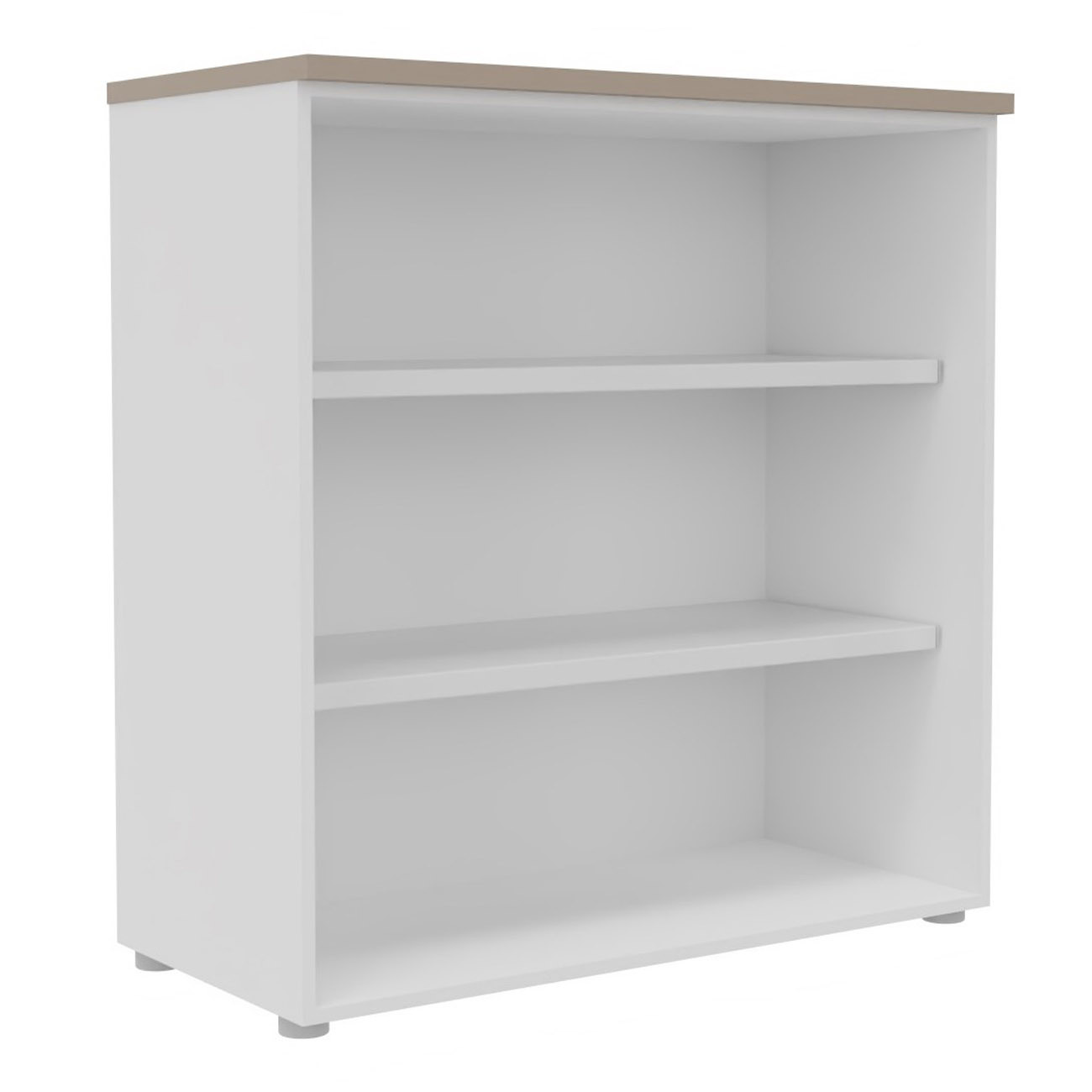 Bibliotheque+mi-hauteur+sans+porte+L.100+x+P.48+x+H.104+cm+-+Corps+Blanc+-+Top+Argile