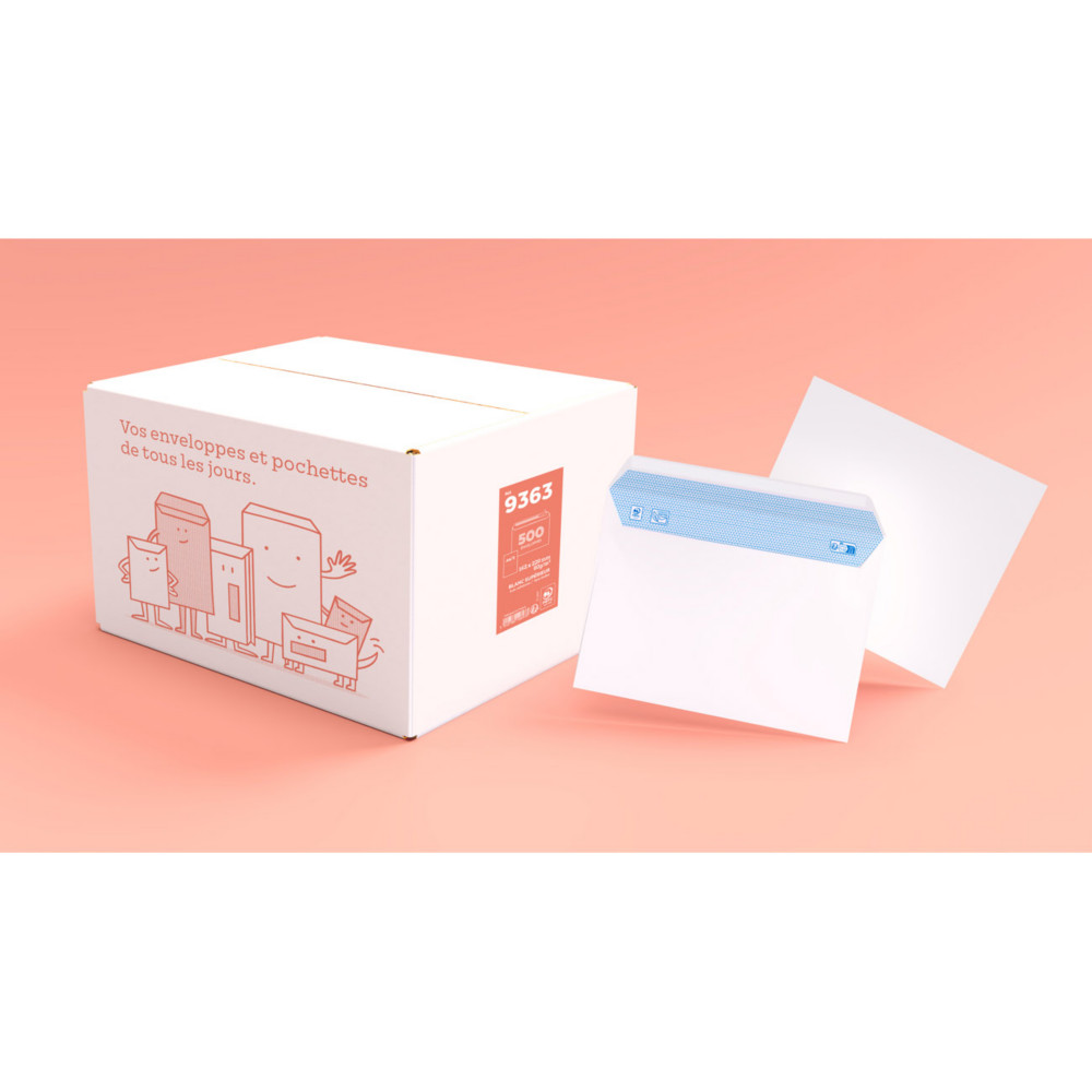 Enveloppe blanche C5 162 x 229 mm 80g sans fentre - autocollante bande protectrice - Lot de 500
