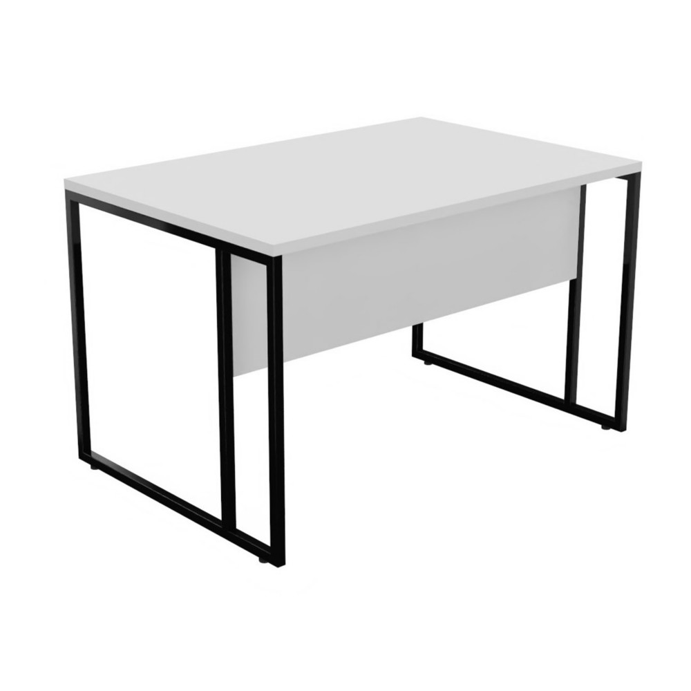Bureau droit Skyline - L.120 x P.80 cm - Plateau Blanc - Pieds Noir