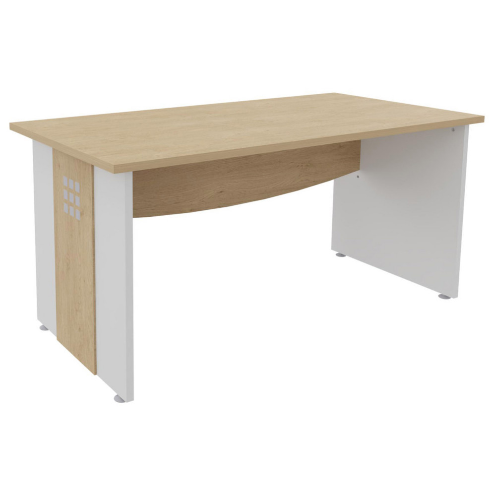 Bureau droit Axiome - L.120 x P.80 cm - Plateau Chne - Pieds panneaux Blanc/Chne