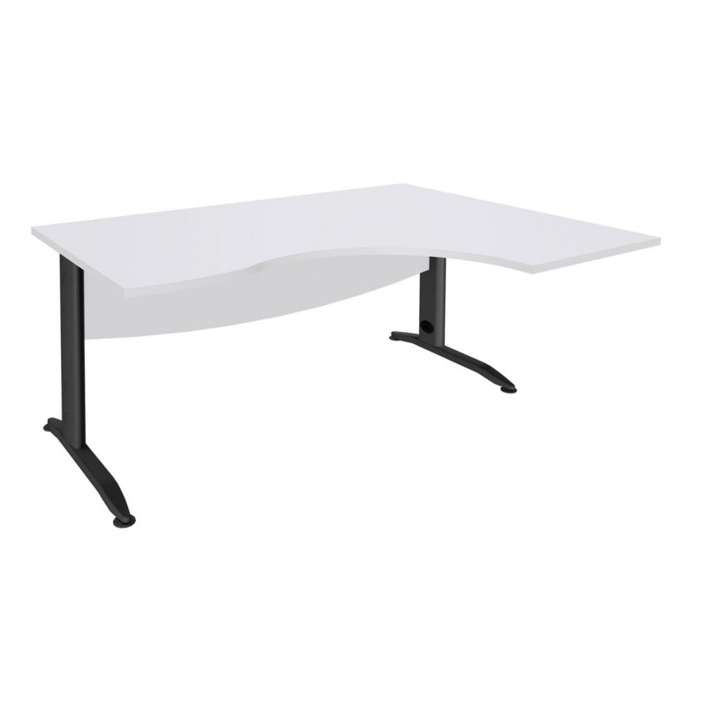 Bureau d'angle compact retour  droite Activity mtal L.180 x P.120 cm - Plateau Blanc - Pieds L Anthracite