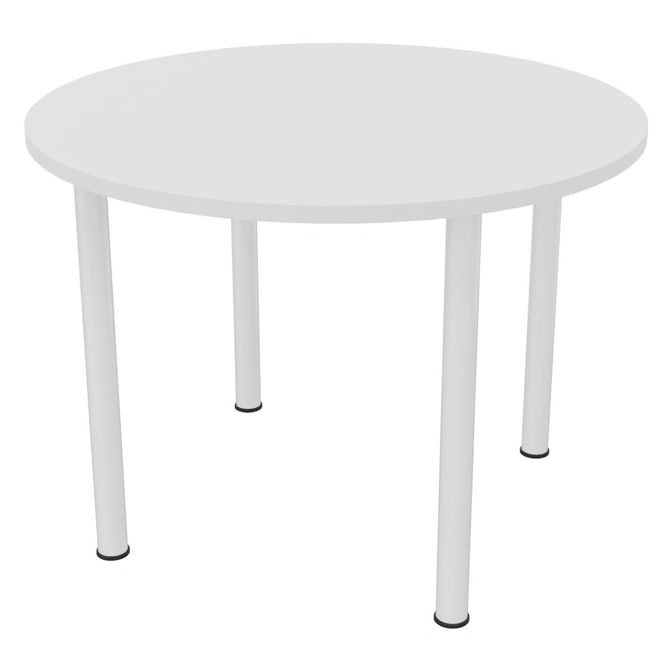 Table ronde 100 cm - 4 pieds tube Blanc - Plateau Blanc