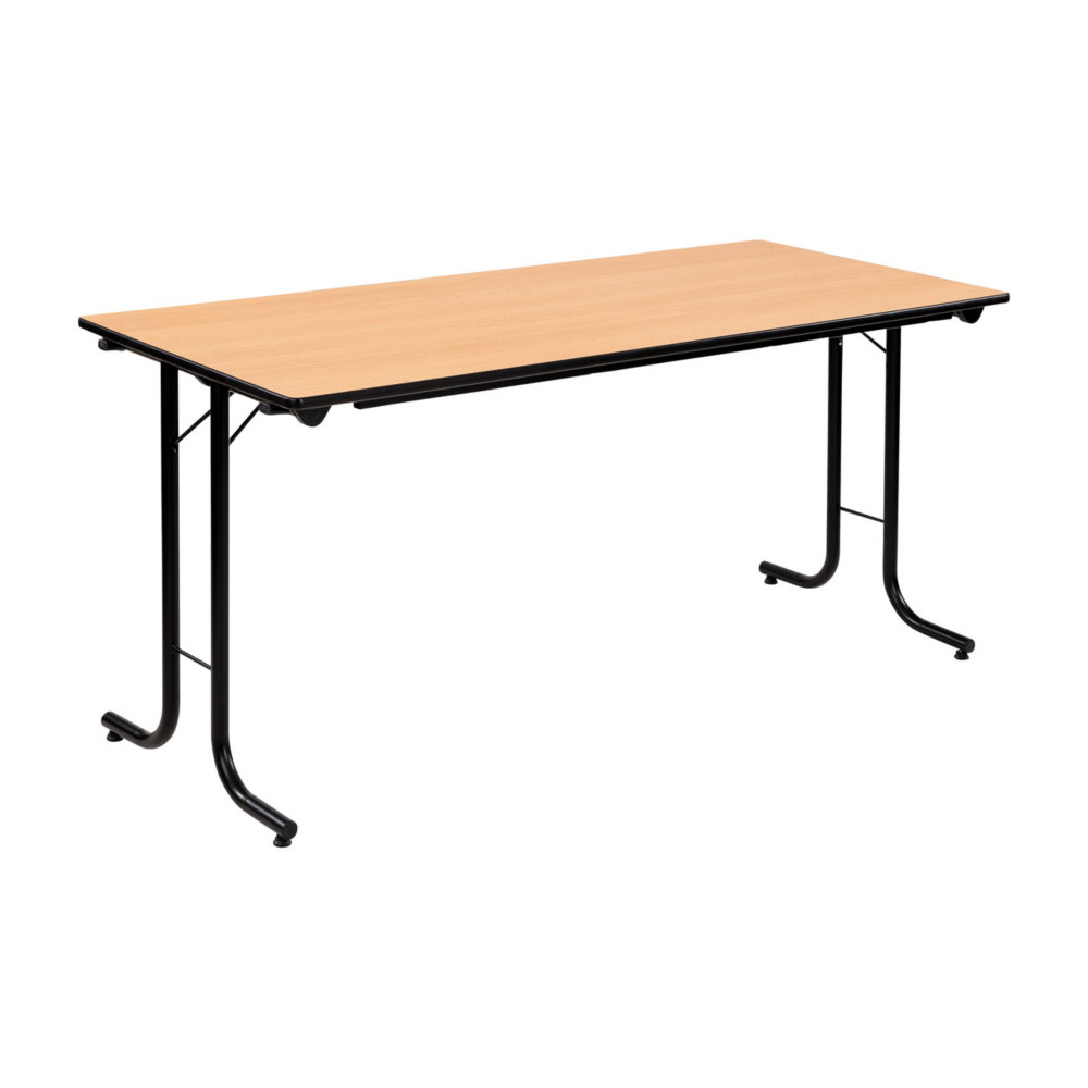Table pliante modulaire Rectangle - L.160 x P.70 cm  - Plateau Htre - Pieds Noir
