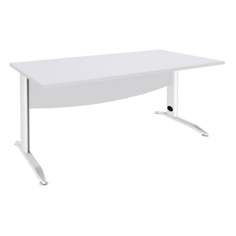 Bureau Droit Activity Mtal - L.180 x P.80 cm - Plateau Blanc - Pieds L Blanc