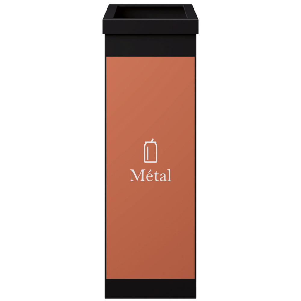 Paperflow Poubelle de tri slectif pour le recyclage du mtal - 60L - Orange corps Noir