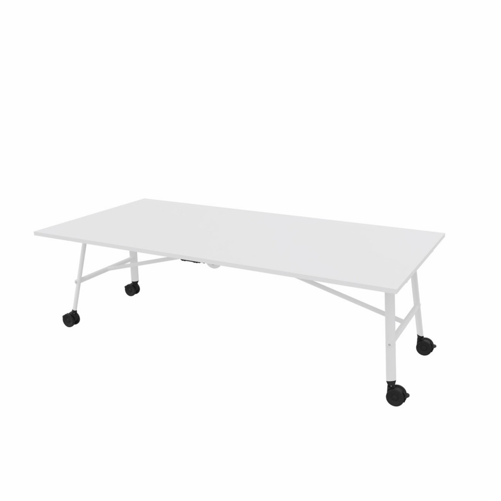 Table mobile plateau rabattable Serenity 240 x 120 cm Blanc  Pied Blanc