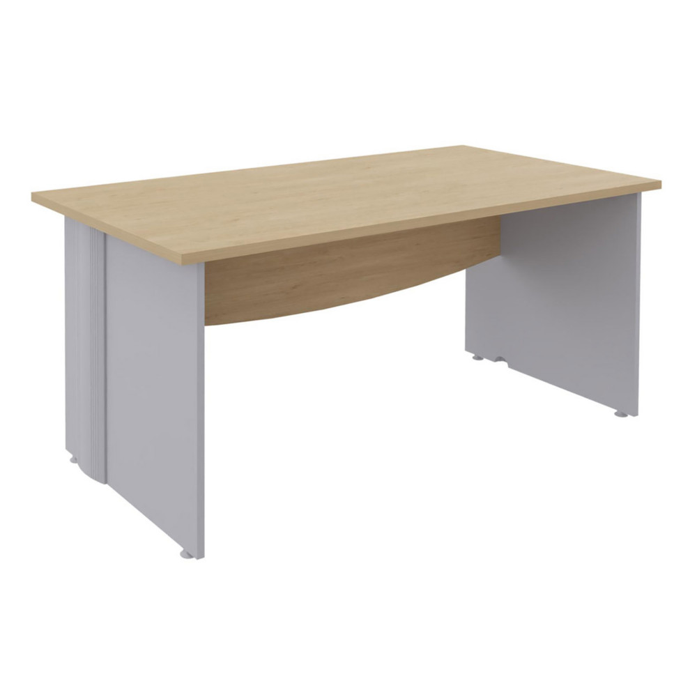Bureau Droit Activity - L.180 x P.80 cm - Plateau Chne clair - Pieds pleins Aluminium