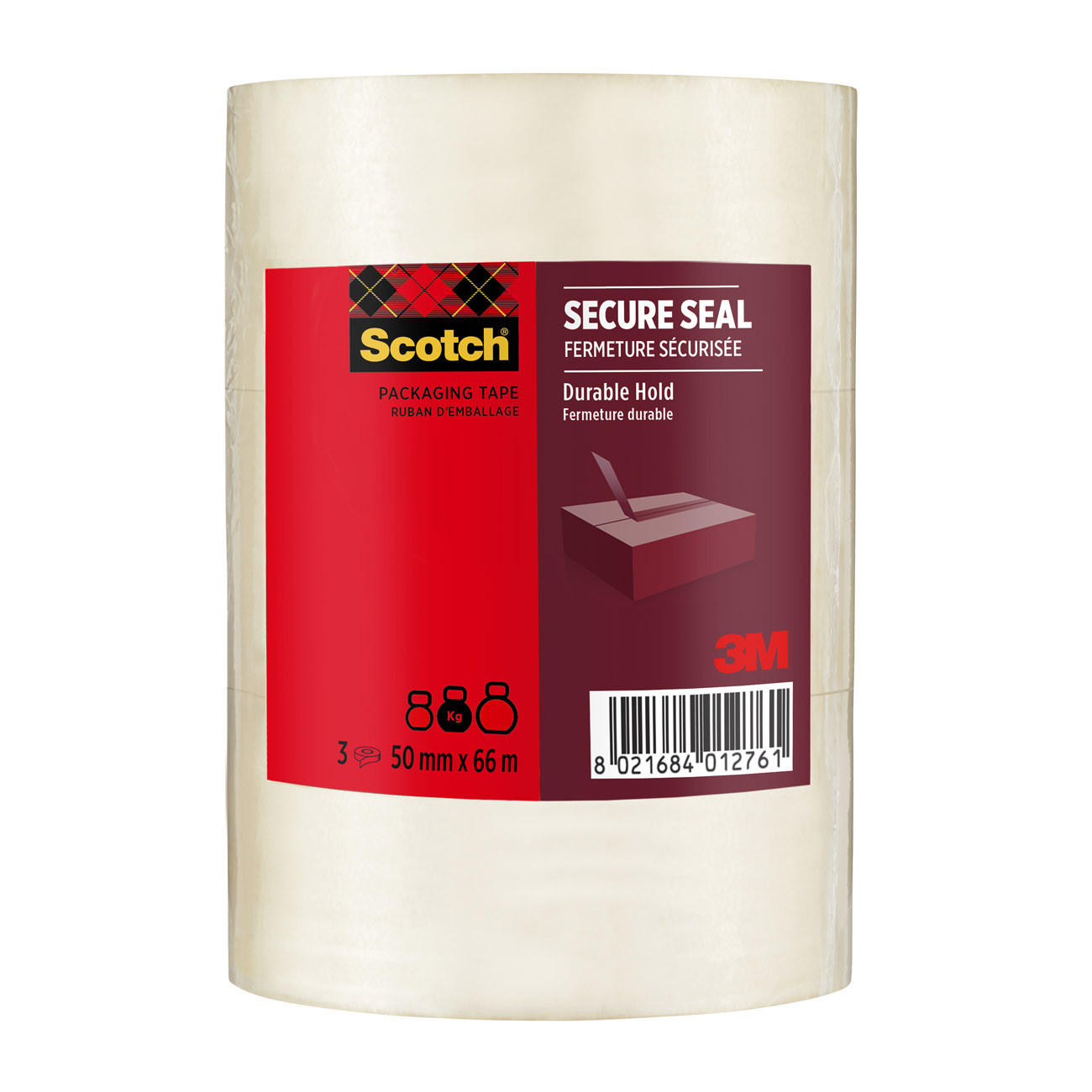 Scotch Heavy Ruban adhésif d'emballage polypropylène 57 microns 50mm x 66m Transparent - Lot de 3