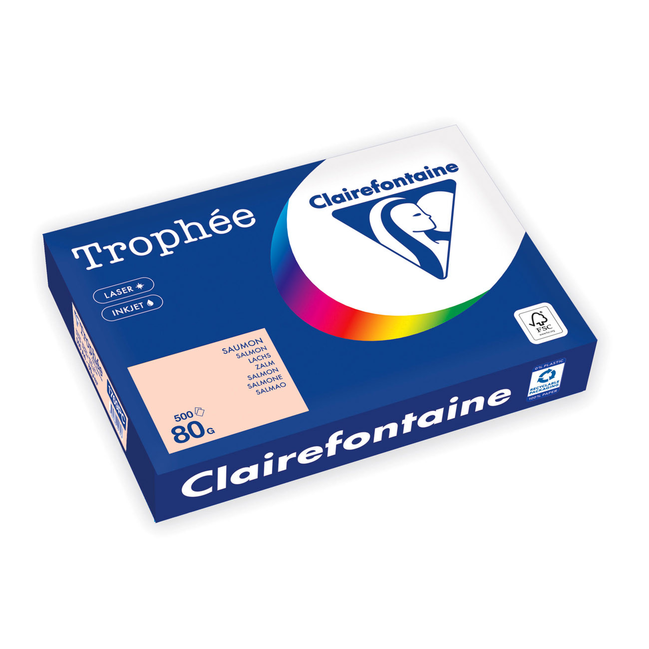 Clairefontaine Papier A4 couleur Trophée - 80 g - Ramette de 500 feuilles - Saumon Pastel