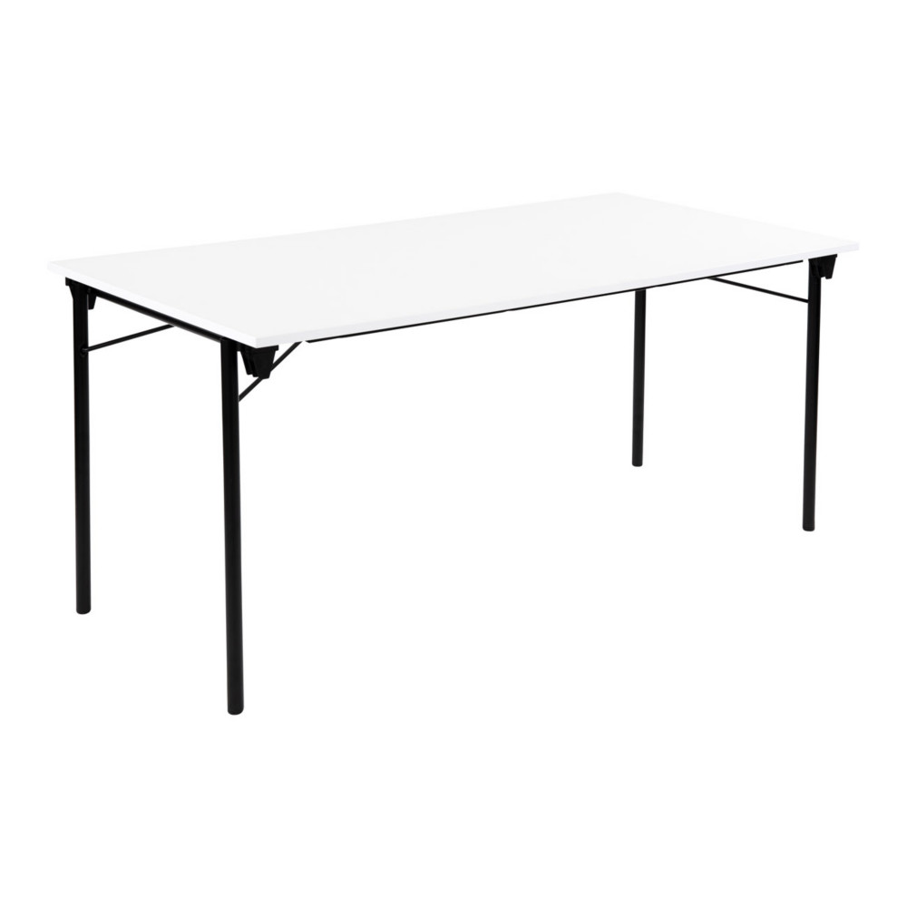 Table pliante Budget multiples usages rectangle L. 160 x P. 80 cm - Plateau Blanc - pieds Noir